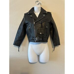 FMC Bikerlicious Women's Leather Motorcycle Jacket S Moto Read Measurements